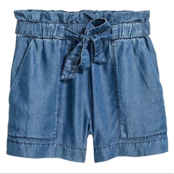 paper bag chambray shorts